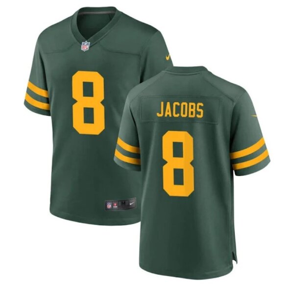 Mens Youths Kids Womens 8 Josh Jacobs Green Stitched Jersey - Picture 1 of 2